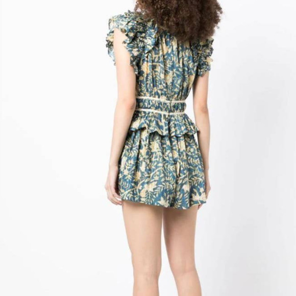 Ulla Johnson Endah Cotton Floral Print Ruffle Playsuit Romper Women's Size 6 - Picture 3 of 16